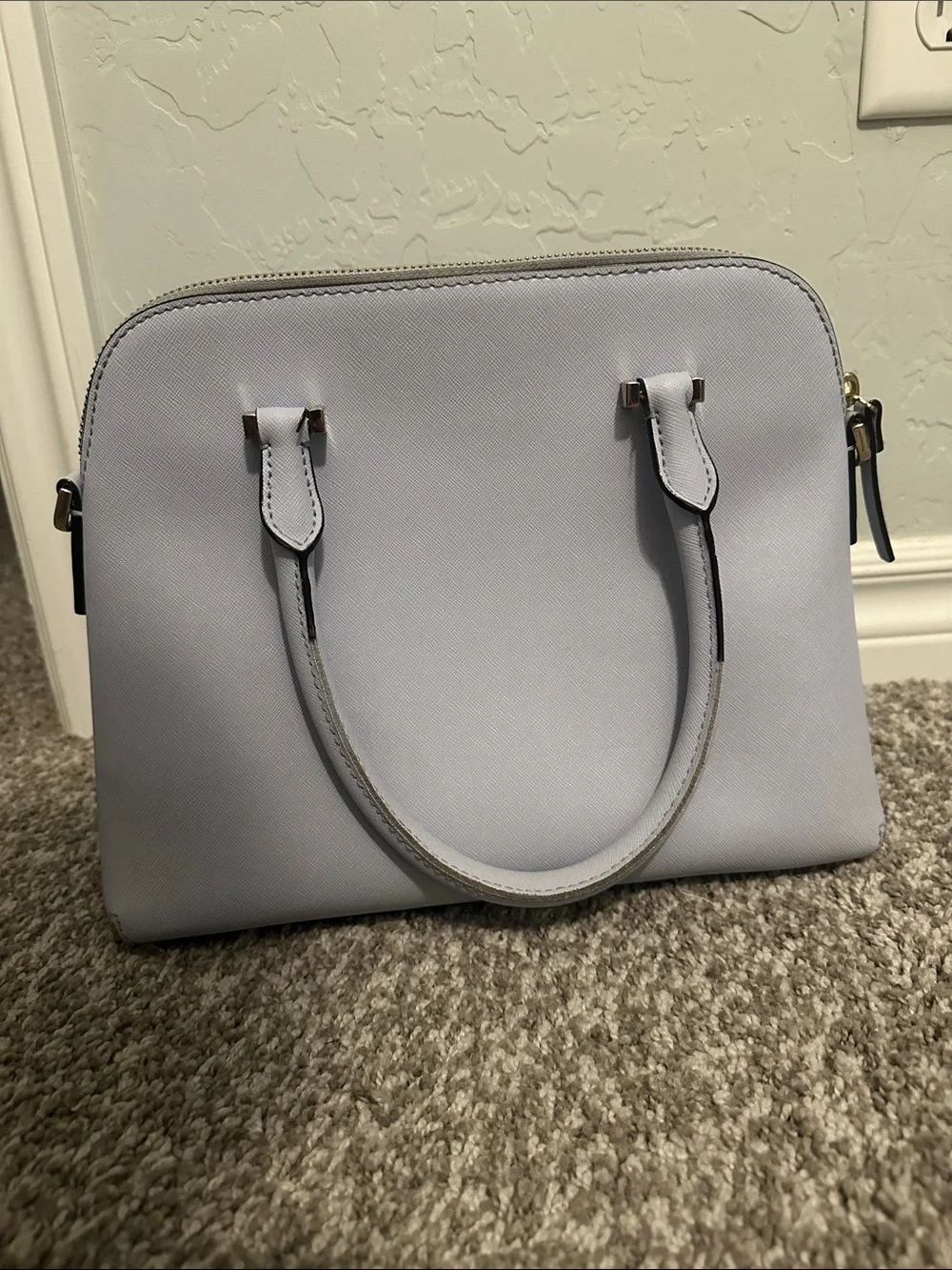 kate spade white dome satchel with gold logo
